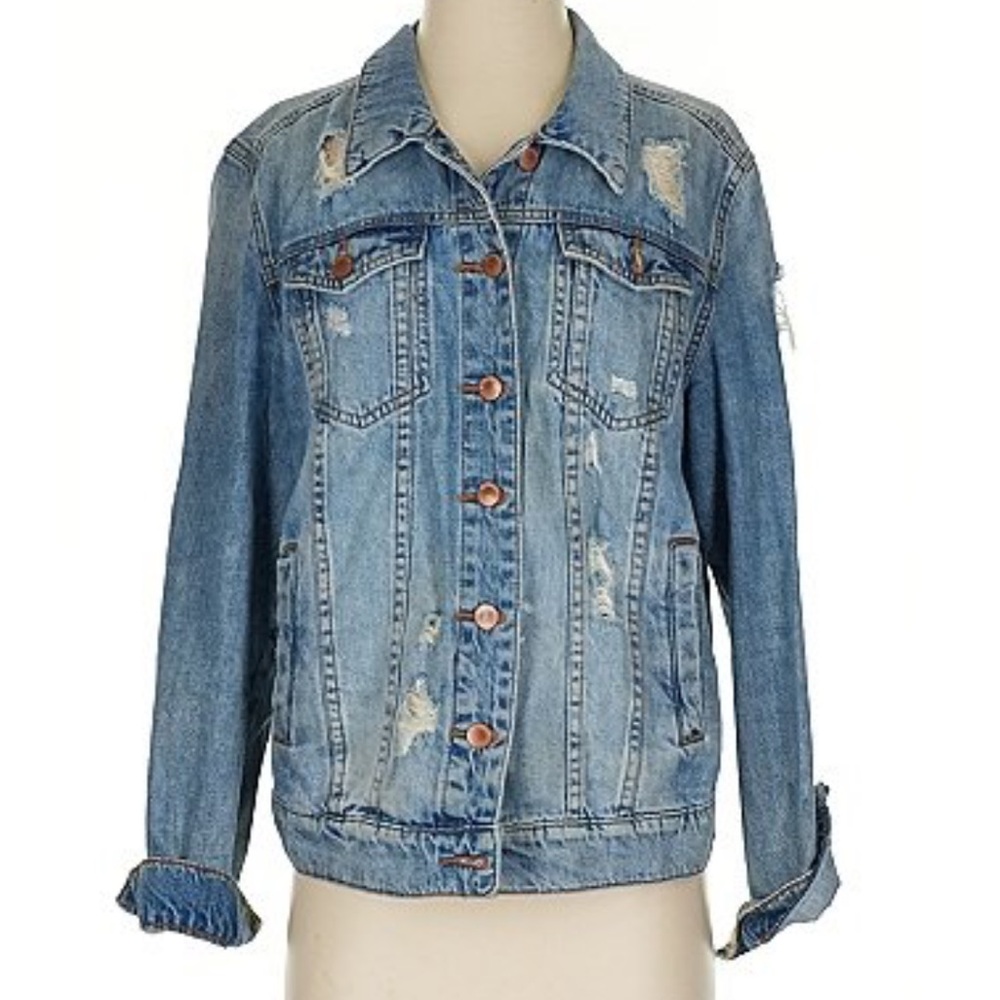 🆕 ℕ𝕎𝕆𝕋 💙 STS Blue Women’s Distressed Denim Jacket Button Up Size S